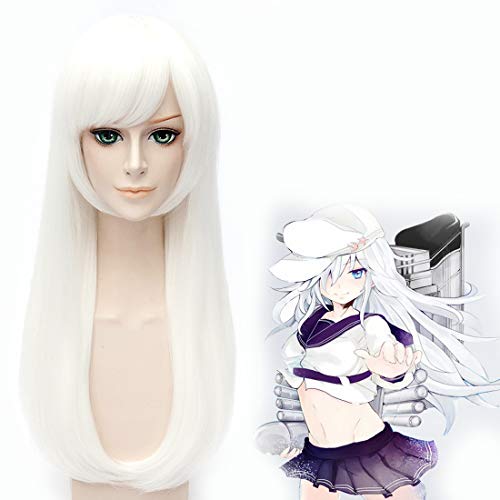 HOOLAZA Weiße lange gerade Pony nach innen lockiges Haar Schwanz Perücke Kantai Collection Shimakaze Cosplay Perücke von HOOLAZA