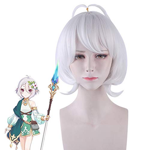 HOOLAZA White Short Tail Anti Warping Pony Perücke 30cm Re Dive Cosplay Perücke von HOOLAZA