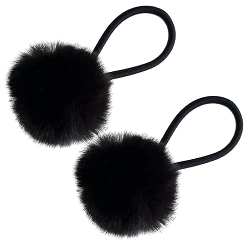 2 Stück Prinzessin Bunte Haargummi Pelzball Pferdeschwanzhalter Bezaubernder Y2K Pelzball Haargummi Haarseil Mädchen Haarschmuck Pompoms von HOOLRZI