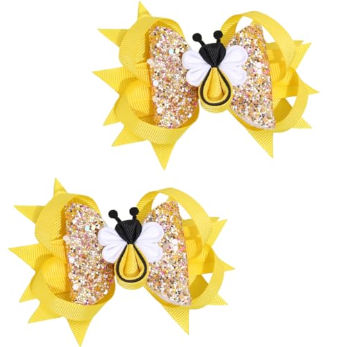 2 x bequeme Blumenschleifen, Haarspangen verleihen jeder Frisur einen Cartoon-Touch, bequemes Haar-Accessoire für Damen von HOOLRZI