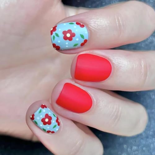 24 quadratische Nägel zum Aufdrücken, glänzende Designs, französische künstliche Nägel, Acryl, künstliche Nägel, zum Aufkleben auf Nägel, für Damen von HOOLRZI