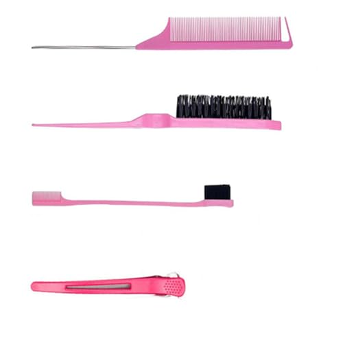 4-teiliges Haar Styling Kamm Set Neckende Haarbürste Schwanzkamm Kantenbürste Zum Kantenrücken Bürsten Kämmen Slicken Für Frauen Haarbürsten Set Damen Haarbürsten Set Für Mädchen Haarbürsten von HOOLRZI