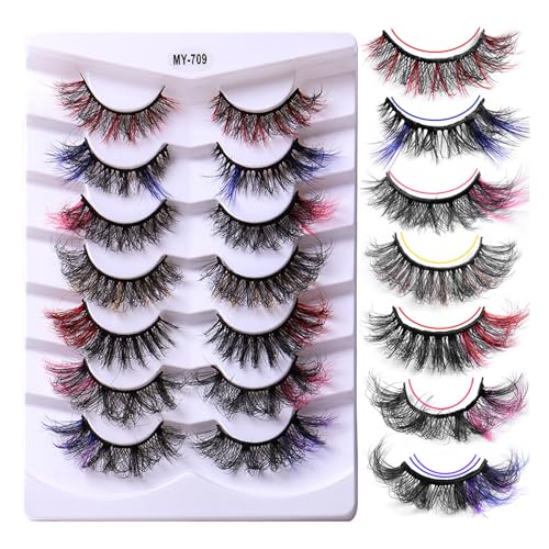 7 Paar Farbige Wimpern Wimpern Falsche Wimpern Natürliche Starke Falsche Wimpern Für Frauen Mädchen Make Up Wimpern Extensions von HOOLRZI