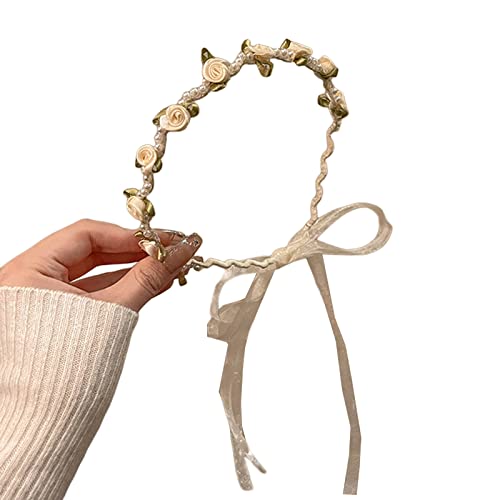 Braut Stirnband Braut Haarband Rose Blumen Stirnband Haarband Mit Band Hochzeit Stirnband Rosen Stirnband Rosen Stirnband von HOOLRZI