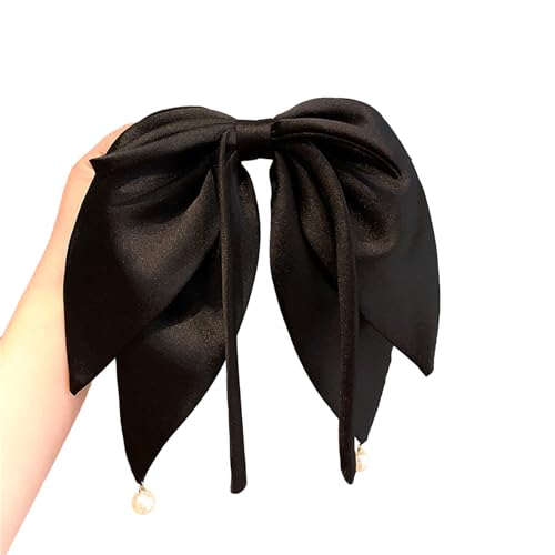 Damen-Haargummis mit großer Schleife, Vintage-Stil, mit Schleife, Haarspangen, langer Schwanz, Haarschmuck von HOOLRZI