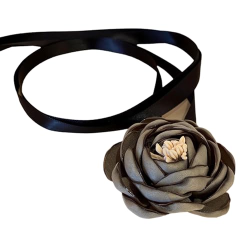 HOOLRZI Blumenhalsband, stilvolle Rosenblüten-Halskette, Simulationsblumenband-Halskette, Damen-Schlüsselbeinkette, auffälliges Halsband-Zubehör von HOOLRZI
