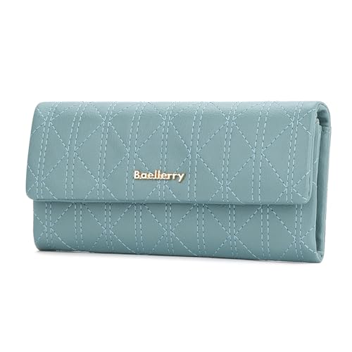 HOOLRZI Damen-Geldbörse, stilvolle Lange Geldbörse aus gestepptem, weichem Leder für Damen, schmale Clutch mit Münzfach, Thanksgiving-Geschenk von HOOLRZI