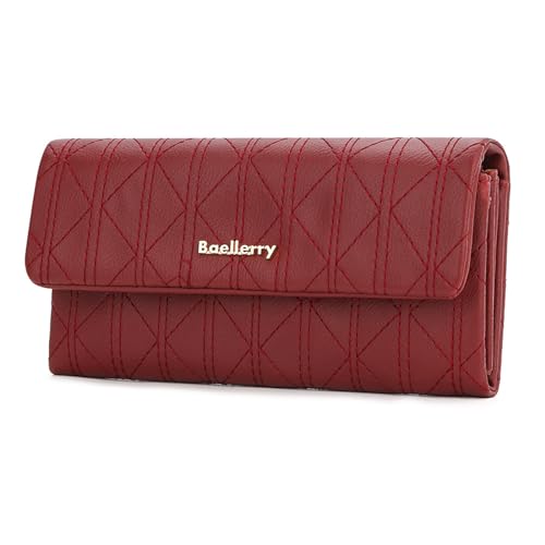 HOOLRZI Damen-Geldbörse, stilvolle Lange Geldbörse aus gestepptem, weichem Leder für Damen, schmale Clutch mit Münzfach, Thanksgiving-Geschenk von HOOLRZI