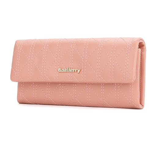 HOOLRZI Damen-Geldbörse, stilvolle Lange Geldbörse aus gestepptem, weichem Leder für Damen, schmale Clutch mit Münzfach, Thanksgiving-Geschenk von HOOLRZI