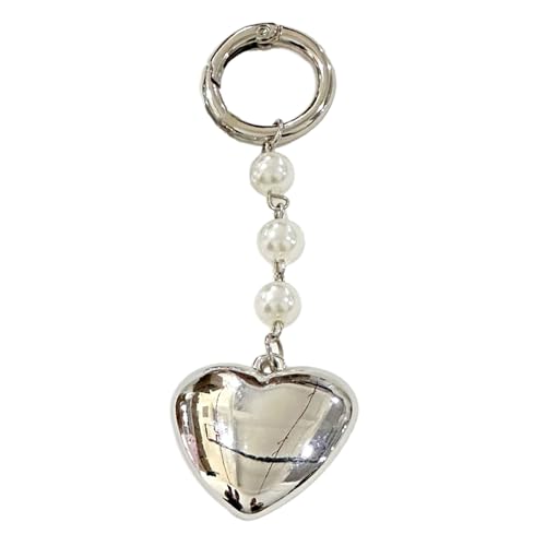 HOOLRZI Eleganter Herz-Anhänger mit Perlen und Schleife, schöner herzförmiger Schlüsselanhänger, praktische Aufhängung, Dekoration, Handy-Charm HOOLRZI Eleganter Herz-Anhänger mit Perlen und Schleife, schöner herzförmiger Schlüsselanhänger, praktische Aufhängung, Dekoration, Handy-Charm von HOOLRZI