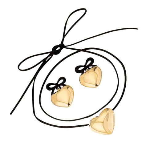 HOOLRZI Elegantes Set aus Halskette und Ohrringen aus Legierung, mit beflockter Kette, Dekoration für Damen, stilvolle Outfits, modische Choker-Kette, Einheitsgröße, Wie beschrieben, Wie beschrieben von HOOLRZI