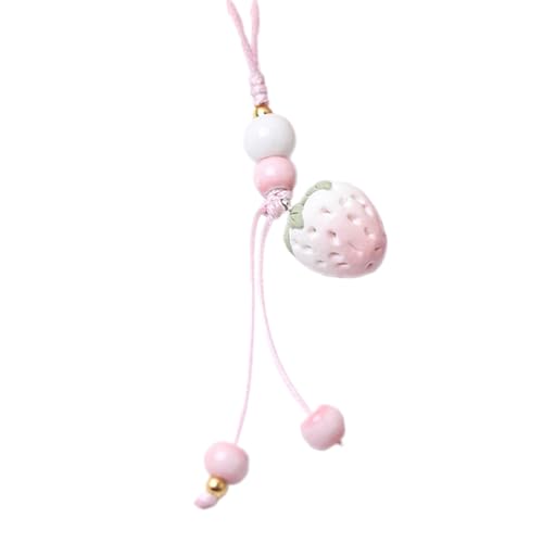 HOOLRZI Erdbeer-Anhänger, Erdbeer-Handy-Armband, Keramik-Frucht-Anhänger-Charm für Frauen, handgefertigter Perlen-Schlüsselanhänger, modischer Schmuck von HOOLRZI