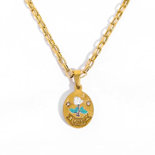 HOOLRZI Exquisite handbemalte Halskette, stilvolles Schlüsselbein-Ketten-Accessoire für Frauen, die Mode und Individualität suchen, einzigartiges Anhänger-Design, Einheitsgröße, Wie beschrieben, Wie von HOOLRZI