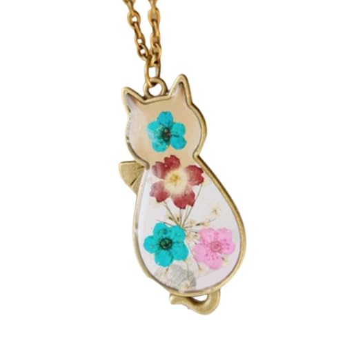 HOOLRZI Halskette aus Kunstharz, Katzen-Anhänger, Halsschmuck, Legierung, Textur, passend zu verschiedenen modischen Outfits, Blume von HOOLRZI