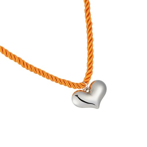 HOOLRZI Halskette mit Herz-Anhänger, einfache Schleife, Schmuck, Legierung, Textur, geeignet für Musikfestivals und Modenschauen, Mode-Frauen, Einheitsgröße, Wie beschrieben, Wie beschrieben von HOOLRZI