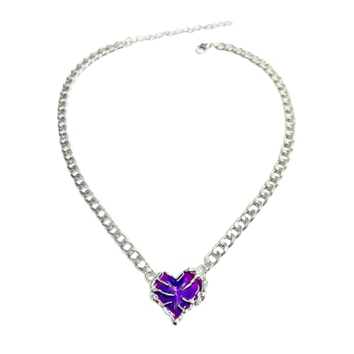 HOOLRZI Herz-Halskette, modische Herz-Anhänger-Halskette mit verstellbarer Kettenlänge, einzigartiger ästhetischer Halsschmuck für Frauen von HOOLRZI