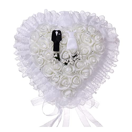 HOOLRZI Hochzeitskissen Herz Hochzeitskissen Geschenkbox Kissen Kissen Rose Hochzeitskissen Hochzeit Hochzeitskissen Für Zeremonie von HOOLRZI