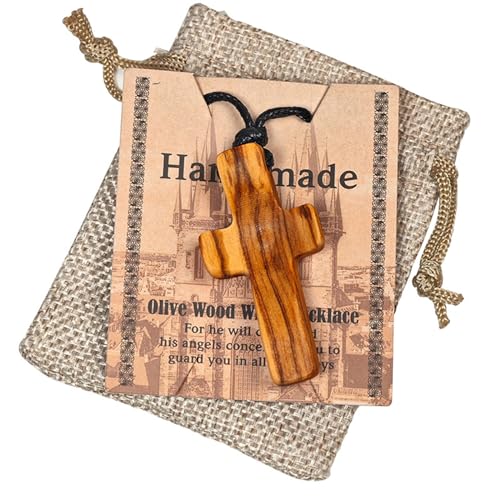 HOOLRZI Kreuz-Halskette, Gebetskreuz-Halskette für Reflexion, Holz-Kruzifix-Anhänger, Halskette, christlicher Schmuck für Hoffnung und Stärke, Geschenk von HOOLRZI