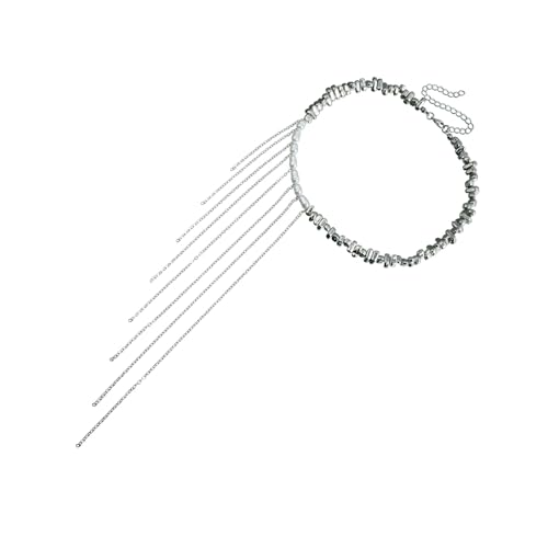 HOOLRZI Modische Quasten-Halskette mit unregelmäßigen Perlen, handgefertigtes Schlüsselbein-Kette, verstellbare Länge, Halskette für Party, modische Quasten-Halskette von HOOLRZI