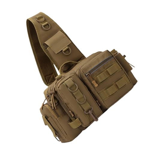 HOOLRZI Schultertasche, Angelausrüstungs-Rucksack für Herren, Aufbewahrungstasche mit Rutenhalter, Nylon-Tasche zum Angeln, Wandern, khaki HOOLRZI Schultertasche, Angelausrüstungs-Rucksack für Herren, Aufbewahrungstasche mit Rutenhalter, Nylon-Tasche zum Angeln, Wandern, khaki von HOOLRZI