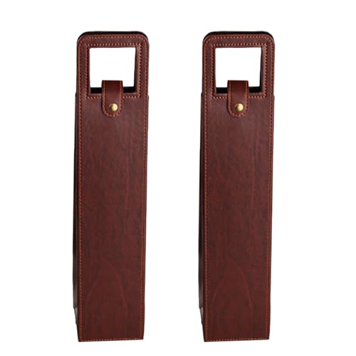 HOOLRZI Set mit 2 Leder-Weinflaschen-Tragetaschen, faltbar, Champagnerhalter für sicheren Transport, elegante Weinaufbewahrung, braun HOOLRZI Set mit 2 Leder-Weinflaschen-Tragetaschen, faltbar, Champagnerhalter für sicheren Transport, elegante Weinaufbewahrung, braun von HOOLRZI