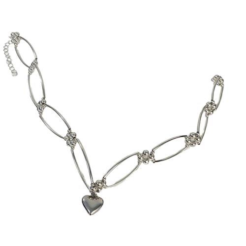 HOOLRZI Stilvolle Halskette mit Herz-Anhänger aus Legierung, verstellbare Länge, besondere Geschenke für modische Frauen, legere Kleidung, elegante Damen-Halskette von HOOLRZI