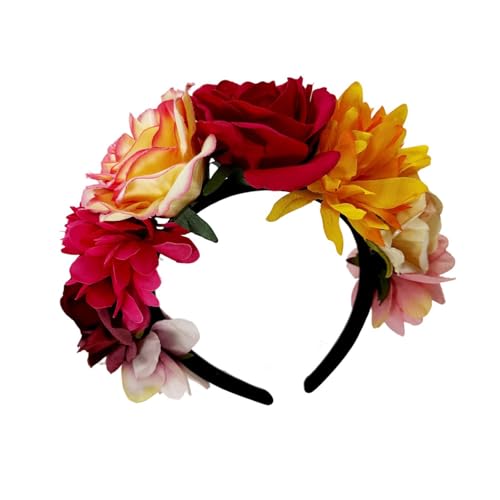 Haarreif mit Rosenblüten aus Stoff für Damen, Hochzeit, Braut, Haarband, Kostüm-Requisiten für Mottoparty, Urlaub, Feiern von HOOLRZI