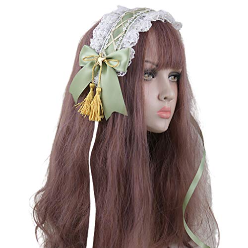 Japanische Mädchen Spitze Stirnband Band Golden Star Haarband Gothic Maid Cosplay Haarschmuck Stirnbänder von HOOLRZI
