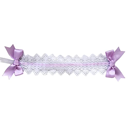 Mädchen Spitze Kopfbedeckung Mesh Spitzenband Schleife Schmücken Stirnbänder Haarband Maid Cosplay Haarschmuck Rüschen Spitze Stirnband Haarband von HOOLRZI