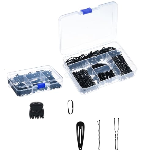 Seitliche Haarnadel-Kits inklusive Eisen-Haarnadel und elastischen Haarbändern für Frauen, verschiedene Frisuren, Flechtwerkzeug mit Box von HOOLRZI