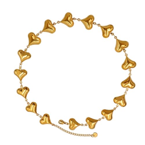 Stilvolle, hohle Herz-Charm-Halskette, Perlen, Edelstahl-Textur, hohler Schmuck für Damen, trendiges Damen-Accessoire, Einheitsgröße, Wie beschrieben, Wie beschrieben von HOOLRZI