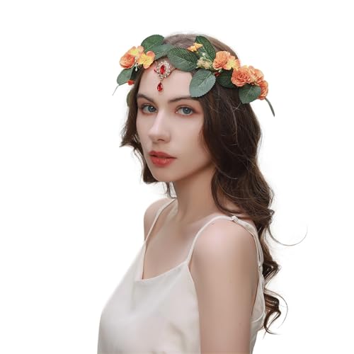 Verstellbarer Blumen Haarreifen Anhänger Stirnband Für Hochzeit Party Braut Bohemian Cosplay Stirnband Hochzeits Haarschmuck Für Frauen Zarter Hochzeits Haarschmuck Für Brautjungfern Hochzeit von HOOLRZI