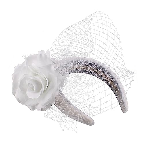 Vintage Fascinator Stirnband Exquisite Rose Für Teeparty Hochzeit Kostüm Pillbox Dame Kopfbedeckung Für Beerdigung/Hochzeit Elegante Kopfbedeckung von HOOLRZI