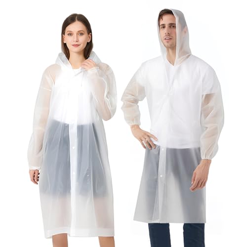 HOOPOE Regenponcho Durchsichtig,Regencape Festival,3 Stück Regenponcho mit Ärmeln,Raincoat Unisex,Regencape Durchsichtig für Wandern,Camping, Angeln,Konzert von HOOPOE