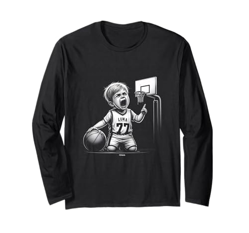 SCHREI BABY LUKA SITZT UND WEINT VOR DEM BASKETBALL KORB Langarmshirt von HOOPS by nowa. BASKETBALL MOTIVATION SPORT LUKA