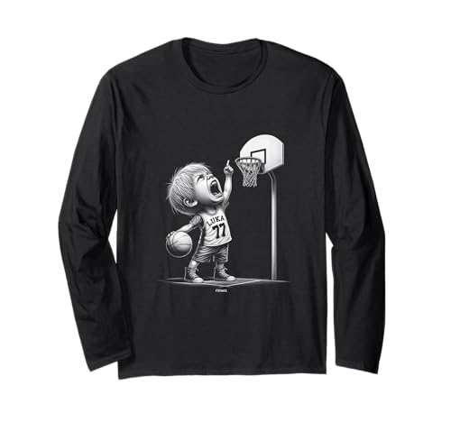 SCHREI BABY LUKA WÜTEND AUF DICH AUF DEM BASKETBALL PLATZ Langarmshirt von HOOPS by nowa. BASKETBALL MOTIVATION SPORT LUKA