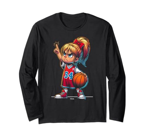 SELBSTBEWUSSTES KLEINES BASKETBALL MÄDCHEN Langarmshirt von HOOPS by nowa. BASKETBALL SPORT LUSTIG FUN KINDER