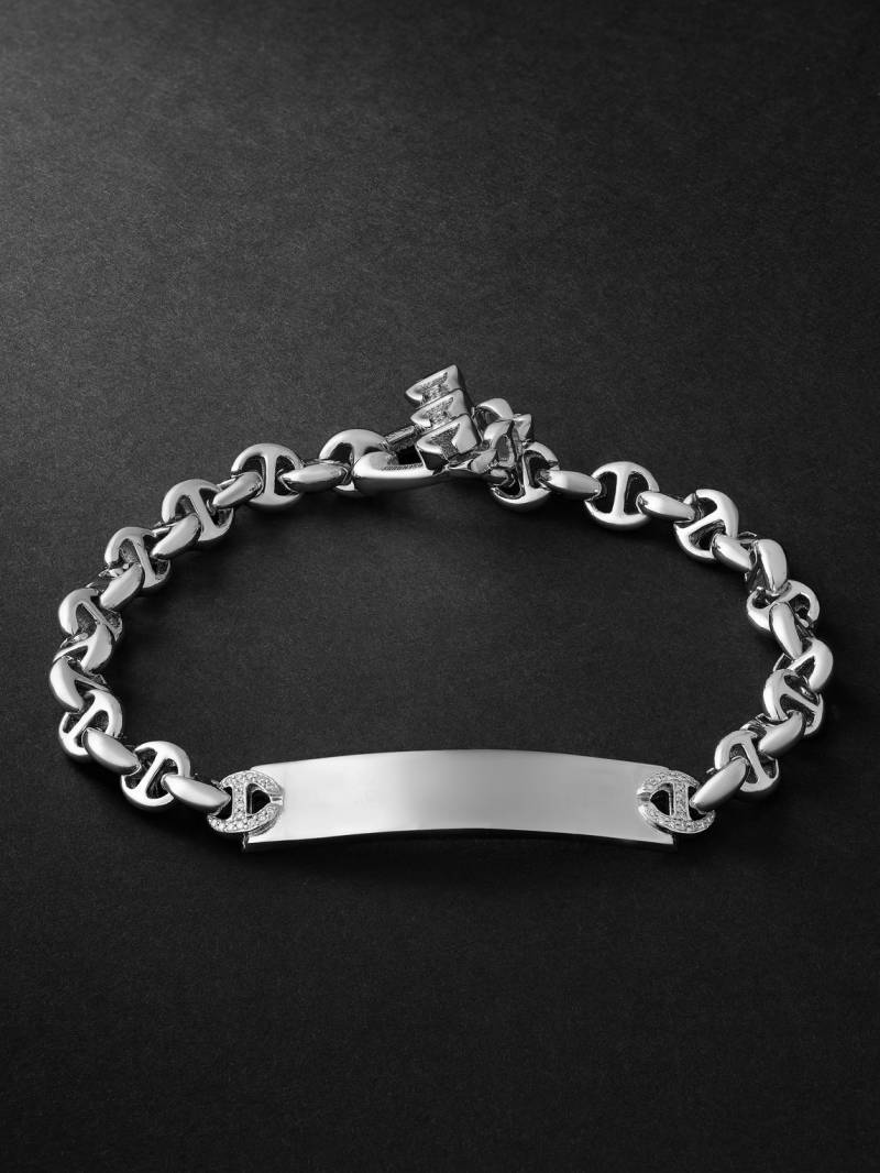 HOORSENBUHS - Open-Link Monogram 5mm Sterling Silver Diamond Bracelet - Men - Silver - L von HOORSENBUHS