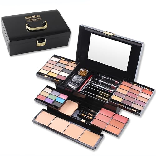 Hoorayeah Schminkkoffer - Schminkkoffer MäDchen - Schminkset Inklusive Lidschattenpalette Lippenstift Rouge Concealer Gesichtspuder Eyeliner Mascara Pinsel von HOORayeah