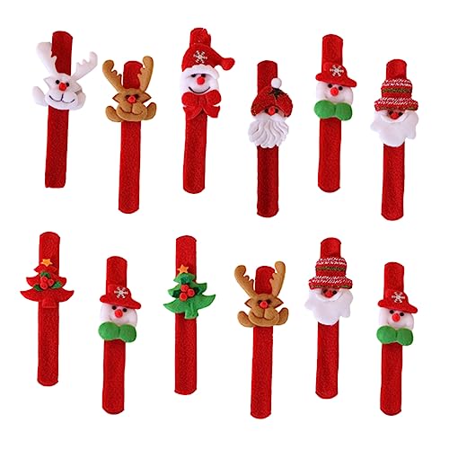 HOOTNEE 12St Weihnachtsring kinder dekor Retro-Slap-Armband Weihnachtsdekorationen armbänder für kinder Ornament Weihnachts-Slap- Schlagarmband Spielzeug Papa-Kreis Requisiten Knopf von HOOTNEE