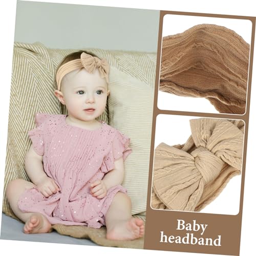 HOOTNEE 2 Stück Teiliges Stirnband mit Schleife aus Weichem Nylon Verstellbare Elastizität für Kleinkinder Strapazierfähige Haarschmuck Accessoires in Braun und Beigetönen für Partys und von HOOTNEE