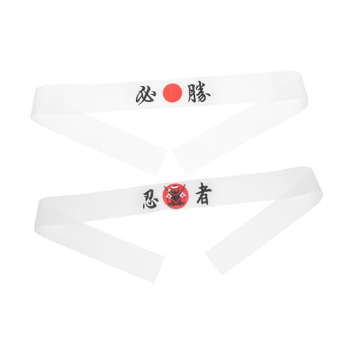 HOOTNEE 2er Satz Japanisches Samurai Stirnband Für Karate Sushi Koch Kostüme Japanisches Sushi Koch Hachimaki Karate Haarband Praktischer Kopfschmuck von HOOTNEE