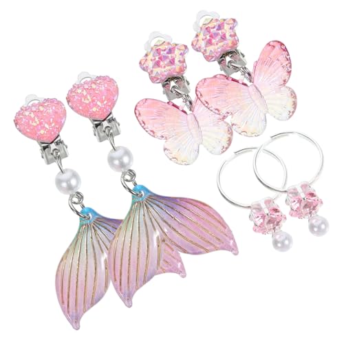 HOOTNEE 3 Paare Mädchen Ohrclips Meerjungfrau Design Bunte Clipohrringe Ohrschmuck für Party Festliche Anlässe für Kleine Mädchen von HOOTNEE