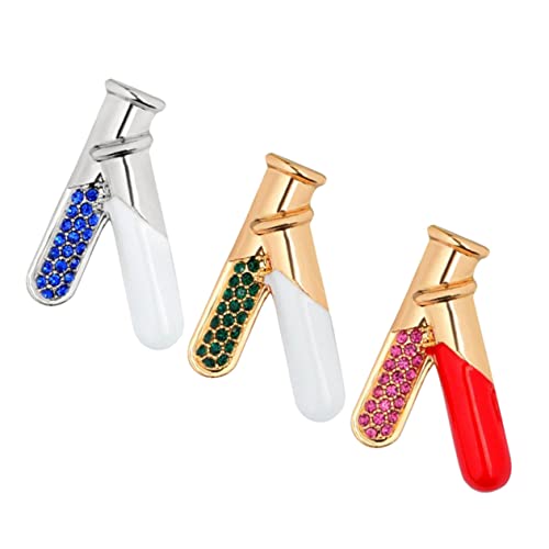 HOOTNEE 3 Stück Teiliges Strass Testrohr Broschen Bunte Anstecknadeln Modischer Lapel Pin Schmuck für Damen und Herren Vielseitig Tragbar von HOOTNEE