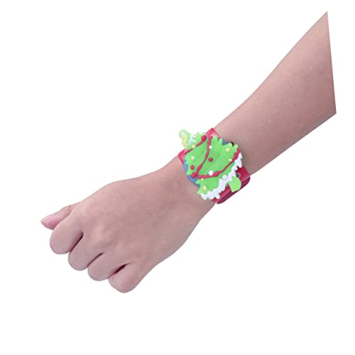 HOOTNEE 5 Stk Schlagarmband zu Weihnachten Weihnachts-Slap-Bands Partytütenfüller weihnachtsdeko led armbänder Ohrfeigenarmband für Kinder Weihnachtsarmband Karikatur Pat-Ring Geschenk rot von HOOTNEE