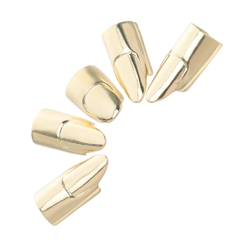 HOOTNEE 5 Stück Teiliges Nagelring Metall Fingernagelringe Verstellbar Nagelspitzenringe Punk Schmuck für Damen Halloween Kostüm Party Zubehör Gold Kurz von HOOTNEE
