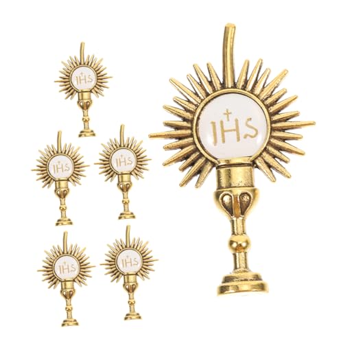 HOOTNEE 6 Stück Religiöse Brosche Stift aus Zinklegierung Revers-Krawattennadel Kelchnadel für die heilige Kommunion Umhang Brosche religiöse Anstecknadeln Kelchbrosche Kleidernadel Golden von HOOTNEE