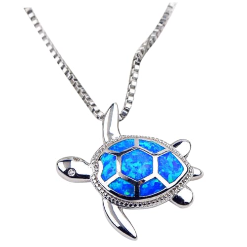 HOOTNEE Schildkröten Anhänger Halskette aus Robustem Legierungs Material Stilvolle Blaue Halskette Kreatives für Damen Einzigartiges Design für Alltag und Strand von HOOTNEE