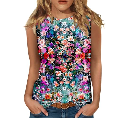 HOOUDO Angebote Des Tages Heute Oberteile Damen Neckholder Tanktop Sommer Bluse Ärmellos Shirt Leicht Summer T Tops Bauchfrei Bh Hemd Große Größen Tshirt Leopardenmuster Blumenmuster Top Mit Schmalen von HOOUDO