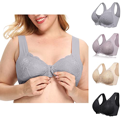 HOOUDO BH Damen Ohne Bügel Einfarbiger Spitze Blumen BHS mit Tiefem V-Ausschnitt Push Up Sexy Sport BH Bustier Bra Top Bequem UnterwäSche Einteiler Yoga Fitness Sportunterwäsche von HOOUDO